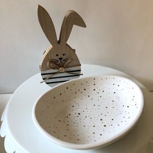 Hobby Lobby wooden bunny and ceramic egg dish